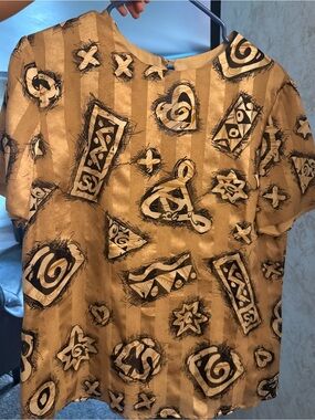 Vintage St John Collection Abstract Print Short-Sleeve Blouse
